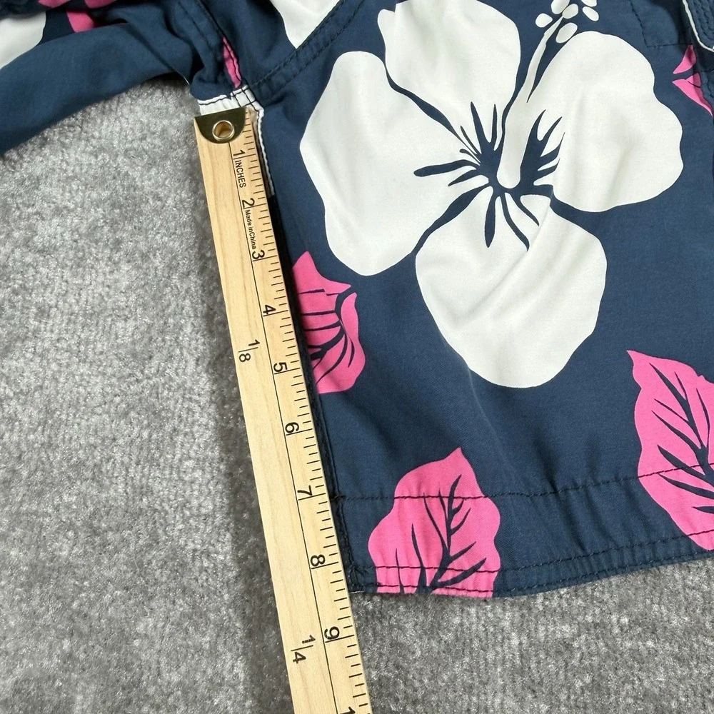 Hollister Swim Trunks Men's Large‎ Blue Floral Hawaiian Hibiscus Board Shorts